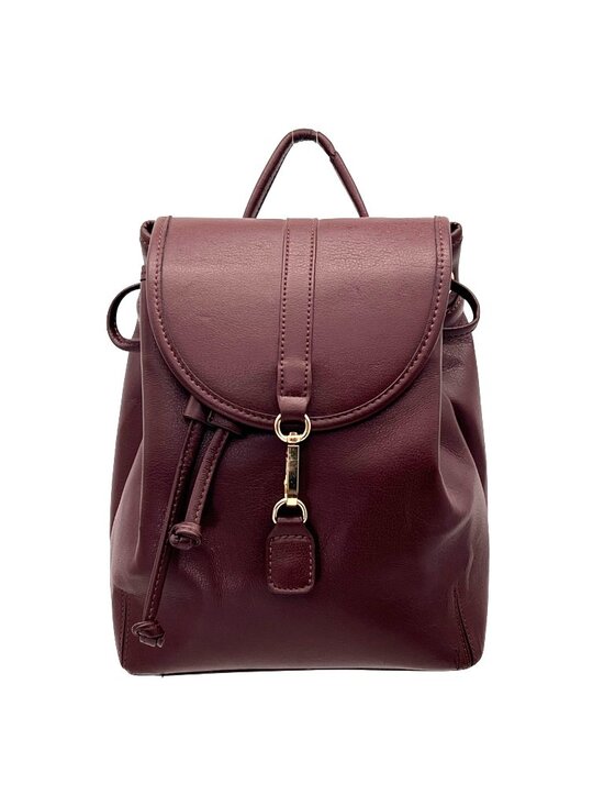 Sole Society Handbags - Sole Society Burgundy Faux Leather Backpack With Adjustable Straps & Gold-Tone